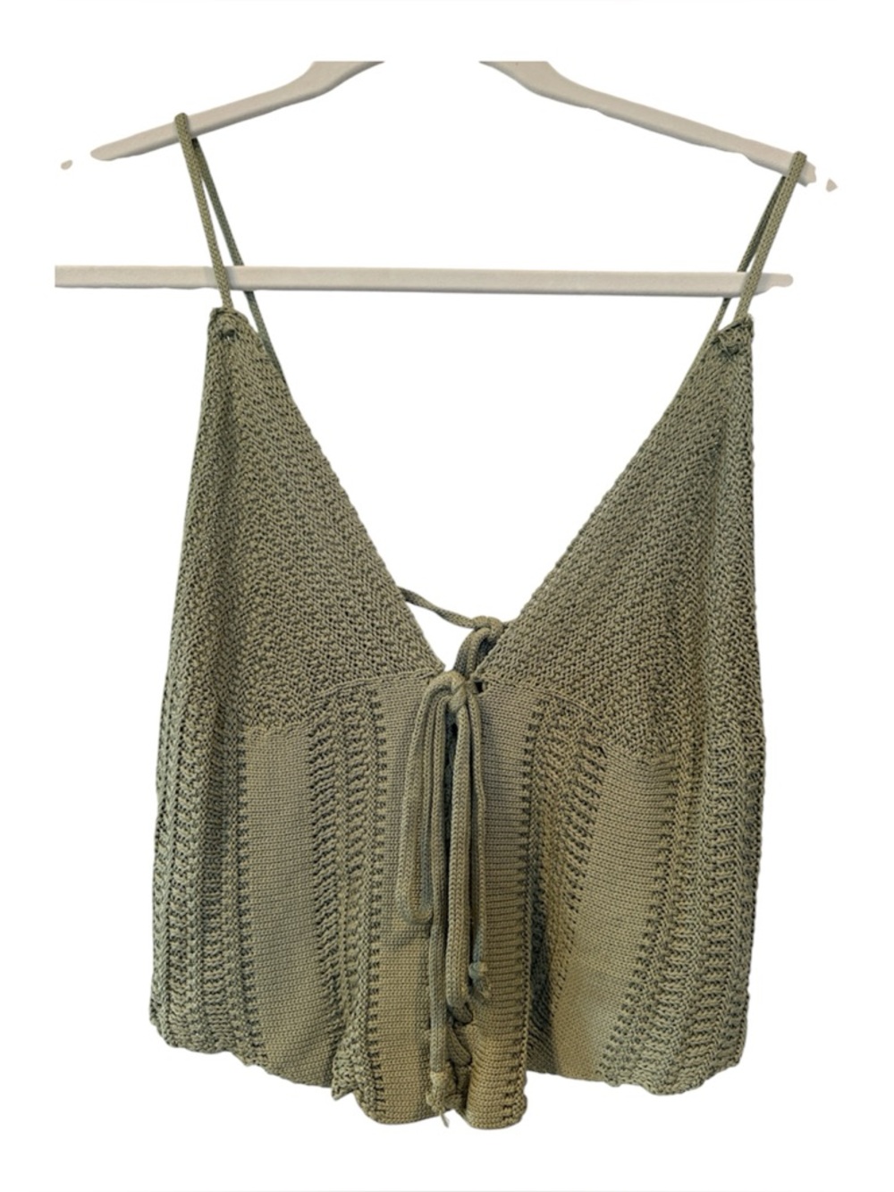 Knit Olive Green Cropped Tank Top